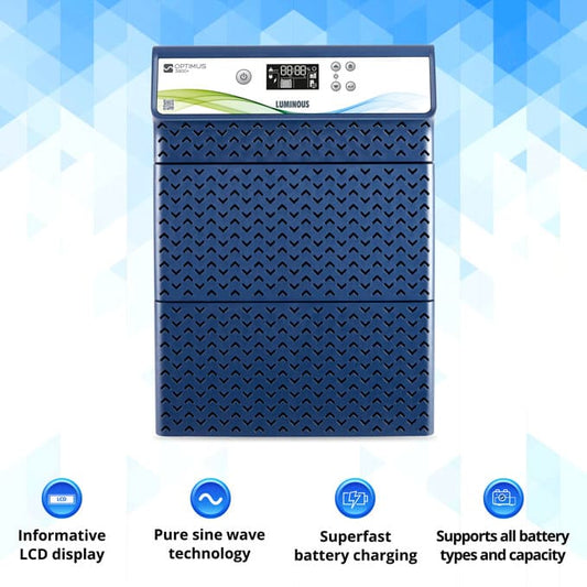 Luminous Optimus 3800 Pure Sine Wave Inverter 3.5KVA 36V High-Capacity Power Backup with 3Nos RC18000 Pro 150Ah Batteries 48-Month Warranty