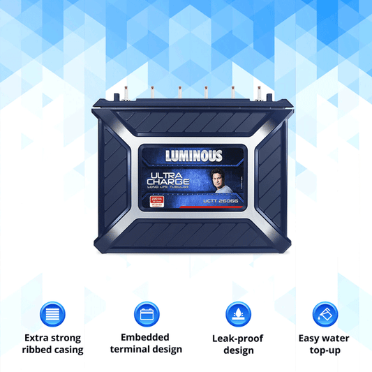 Luminous UCTT26066 220Ah Ultra Charg Tall Tubular Battery 42+24 66*Month Warranty