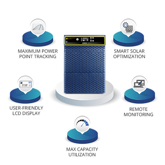 Luminous 3.5KVA 48V Solarverter Pro PCU MPPT with LPTT12150H 150Ah 72*Month Warranty and 550W 24V mono Perc HalfCut Solar Panel 25*Year Warranty