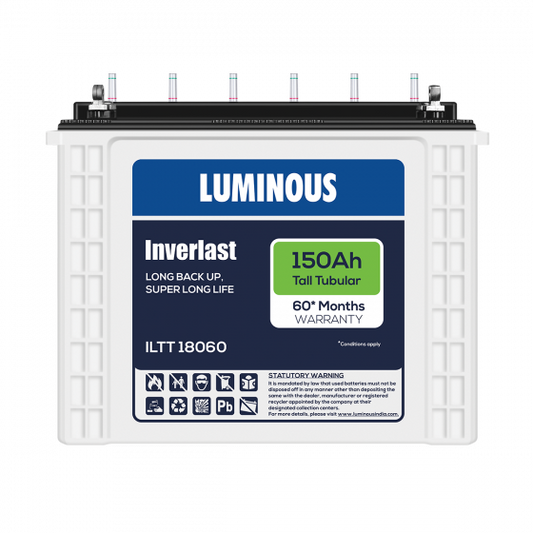 Luminous EC18060 150Ah Inverlast   tall tubular battery 36+24 60*Month Warranty