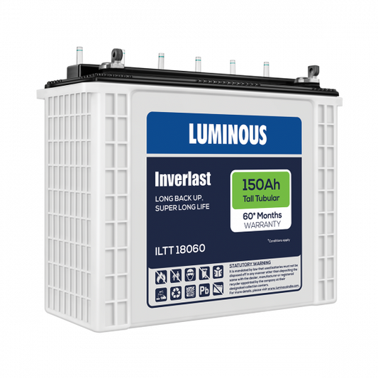 Luminous EC18060 150Ah Inverlast   tall tubular battery 36+24 60*Month Warranty