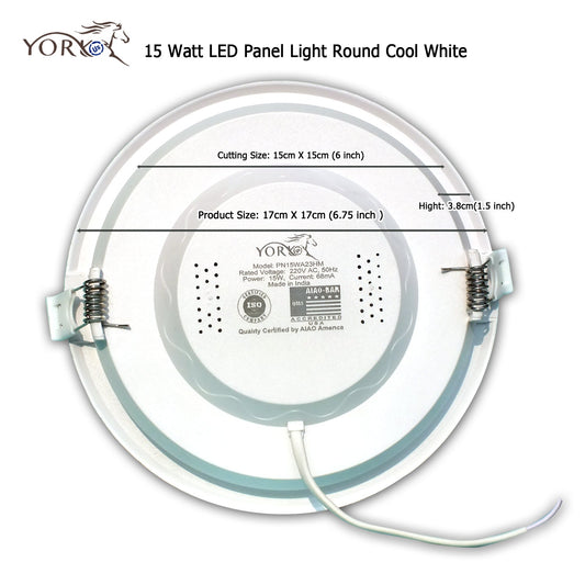 YORKUS LED Panel Light 15Watt Round Warm White