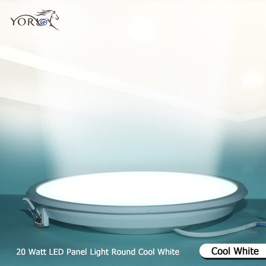 YORKUS LED Panel Light 20Watt Round Cool White