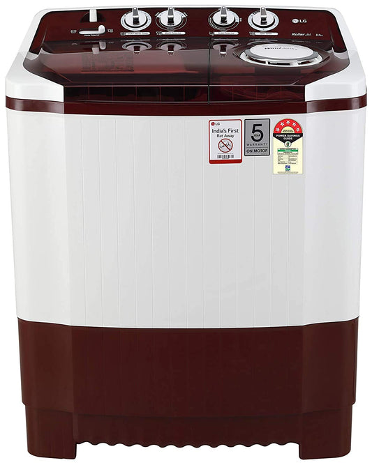 LG 5star Semi-Automatic Top Loading Washing Machine (P8035SRMZ, Burgundy, Collar Scrubber)