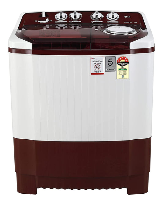 LG 5 Star Semi-Automatic Top Loading Washing Machine 7.5 kg (P7515SRAZ, Burgundy, Roller Jet Pulsator)