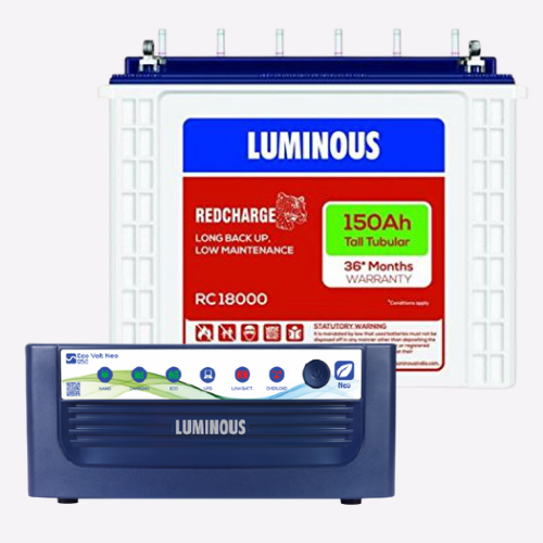 Luminous Inverter 1050 Eco Volt Neo With 150ah Battery RC18000 Tall Tubular