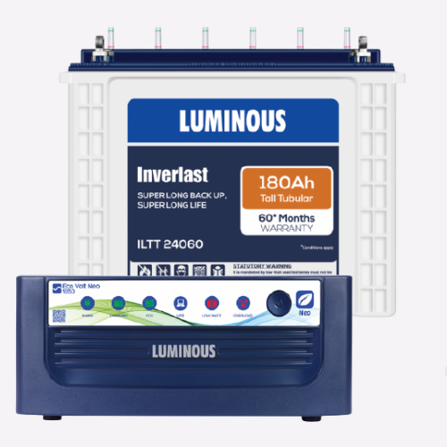 Inverter Eco Volt Neo 1050 Sine Wave & Battery 180 Ah - ILTT24060 Tall Tubular