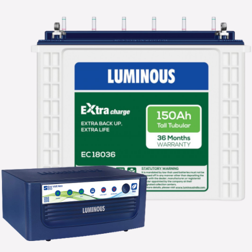 Inverter Eco Volt Neo 850 VA Sine Wave + 150ah EC18036 Tall Tubular Battery