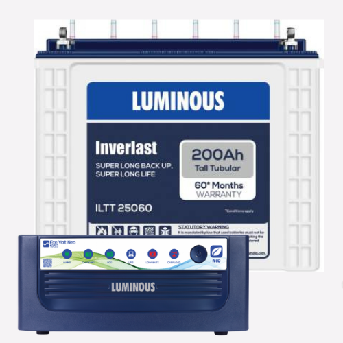 Luminous Eco Volt Neo 1050 Sine Wave UPS Inverter & 200ah Battery ILTT25060