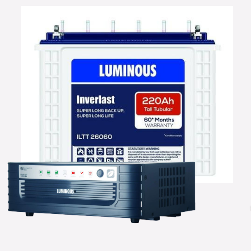Luminous Eco Watt XL Rapid 1650 Inverter & Battery 220Ah ILTT 26060 Tall Tubular 60*Month Warranty