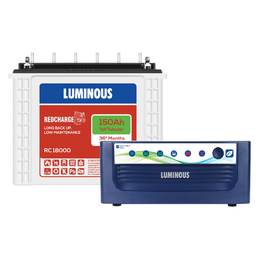 Luminous Inverter 1050 Eco watt Neo With RC18000 150Ah Tall Tubular Battery 36*Month