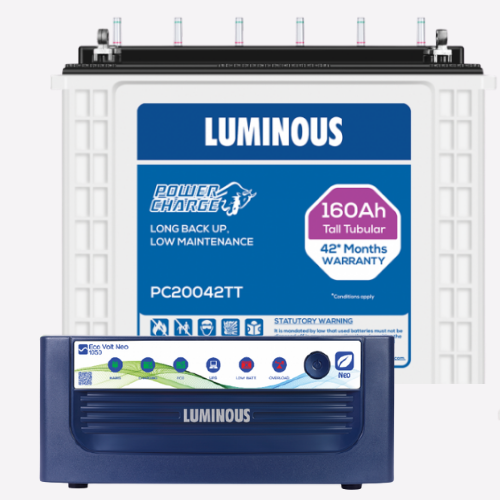 Luminous Inverter Neo Eco Volt 1050 Sine Wave & 160ah Battery Tubular PC20042