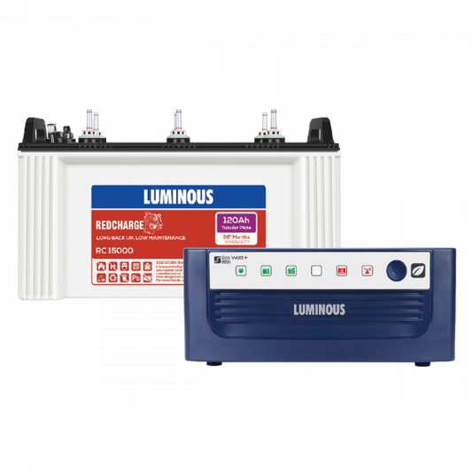 Luminous RC15000 120Ah Flat Plate Tubular Battery with 850 Eco Watt+/Neo Inverter-Combo