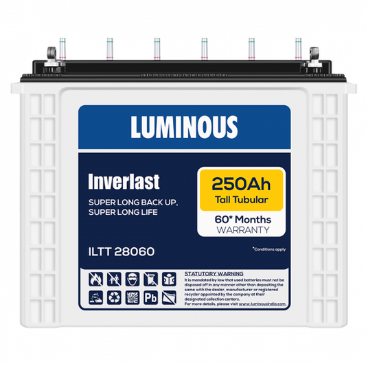 Luminous ILTT28060 250Ah Tall Tubular Long Backup Heavy Duty Battery 60*Month Warranty