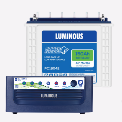 luminous Eco volt Neo Sine Wave Inverter 1050 with battery 150ah PC18042 Tall Tubular