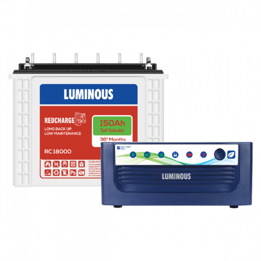 luminous sine wave Eco Volt + 1050 inverter with 150Ah RC18000 tall tubular battery