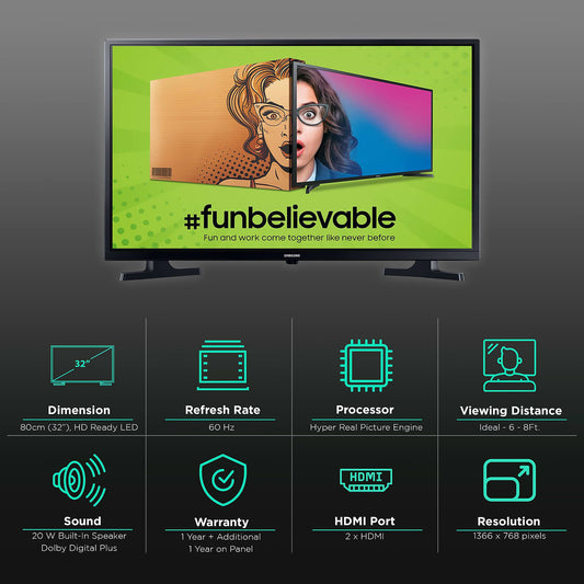 SAMSUNG LED TV Series 4 80 cm (32 inches) with Hyper Real Picture Engine (2020 model)