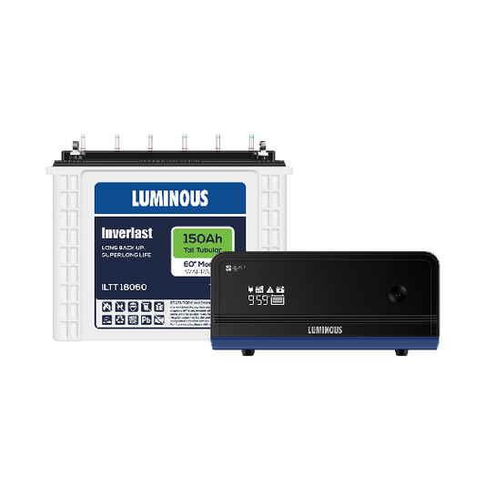 Luminous Zelio 1100 Pure Sinewave Inverter with ILTT18060 150Ah Inverlast Tall tubular Battery 60*Month Warranty