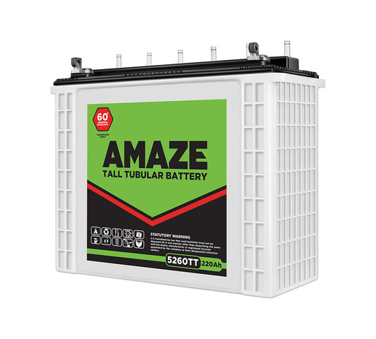 Amaze 5260TT 220Ah Tall Tubular Battery 60Month Warranty*