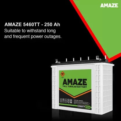 Amaze 5460TT 250Ah Tall Tubular Battery 36+24Month Warranty