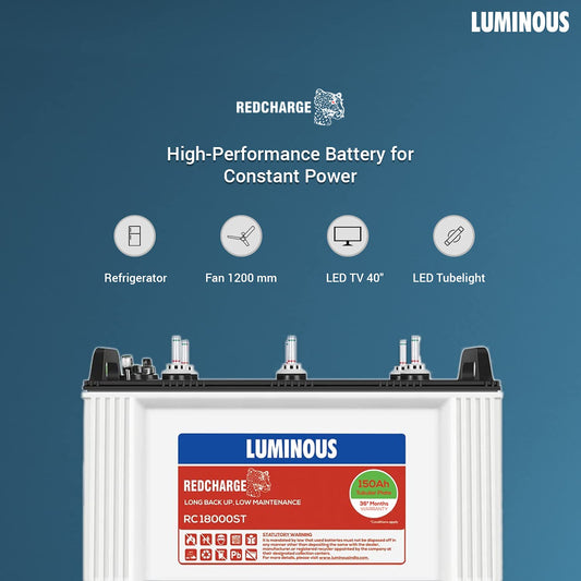 Luminous Redcharge RC18000ST 150Ah Flate Tubular 36*Month Warranty