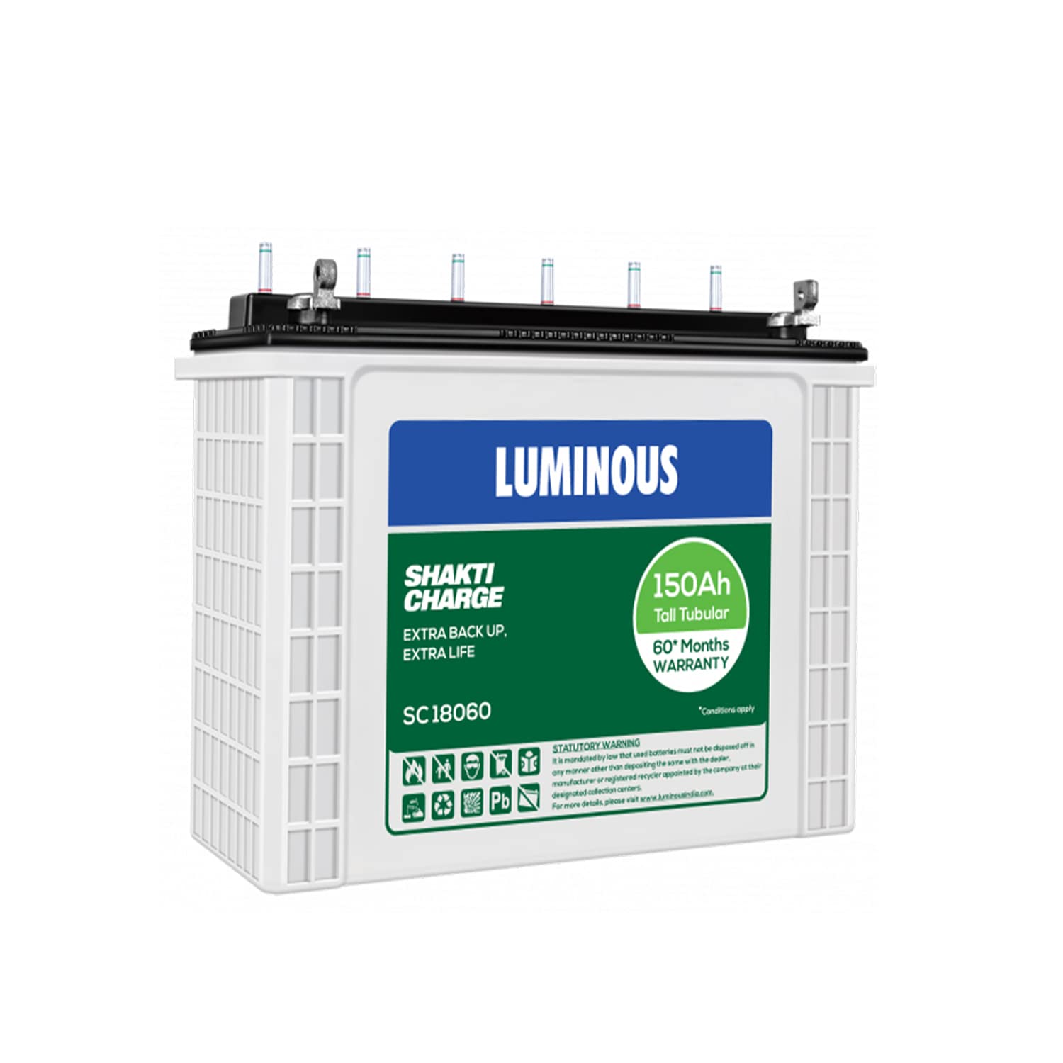 Luminous SC18060 150Ah Shakti Charge Tall Tubuar Battery 36+24 60*Month Warranty