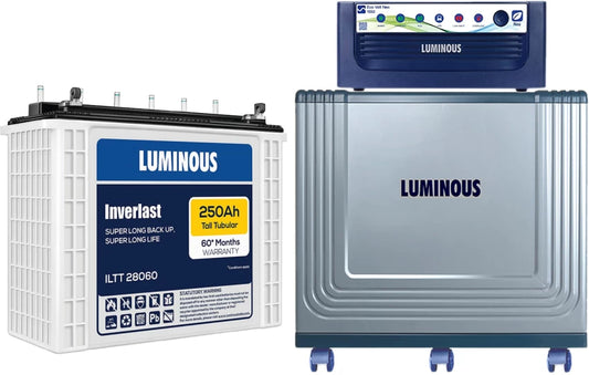 Luminous 1550 Eco Volt Pure Sine Wave Inverter with Inverlast ILTT28060 250Ah Tall Tubular Battery 60-Month Warranty