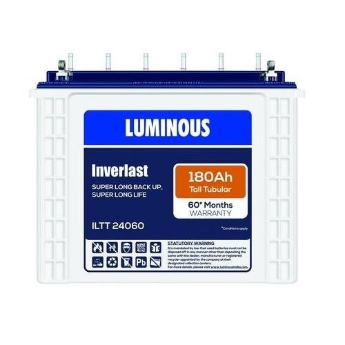 Luminous ILTT24060 180Ah Battery Inverlast Tall Tubular 36+24 60*Month Warranty