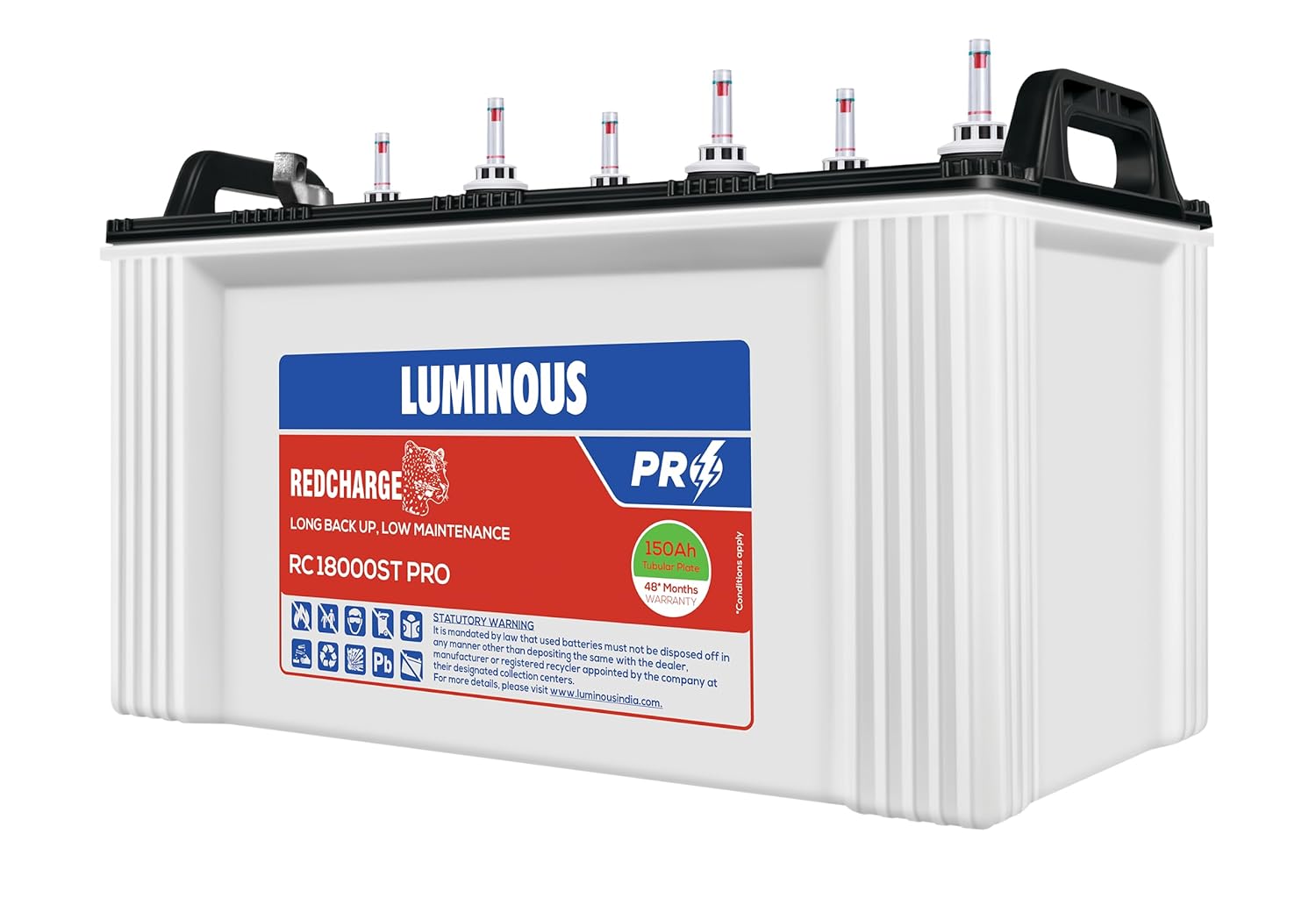 Luminous RC18000ST PRO 150 Flate Plate Tubular Battery 24+24 48Month Warranty*