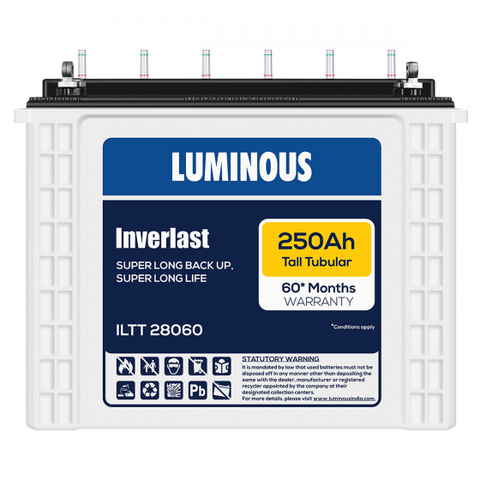 Luminous ILTT28060 250Ah Tall Tubular 36+24 60*Month Warranty