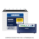 Luminous 1550 Eco Volt Neo Sine Wave Inverter with ILTT28060 250Ah Tall tubular Battery 60Month warranty*