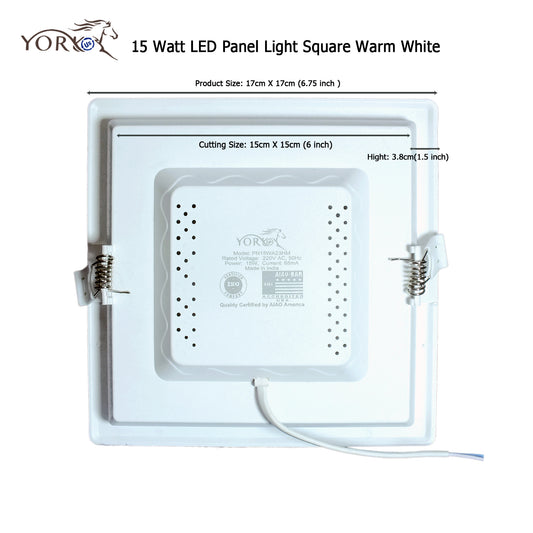 YORKUS LED Panel Light 15Watt Square Warm White