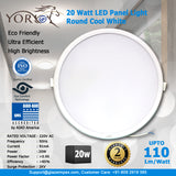 YORKUS LED Panel Light 20Watt Round Cool White