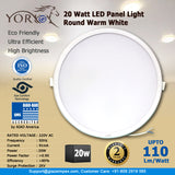 YORKUS LED Panel Light 20Watt Round Warm White