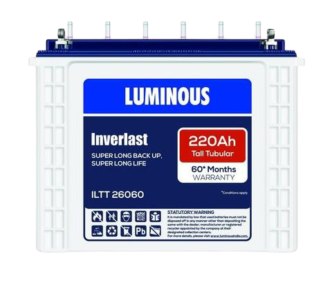 Luminous Eco Watt XL Rapid 1650 Inverter & Battery 220Ah ILTT 26060 Tall Tubular 60*Month Warranty