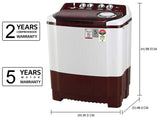 LG 5star Semi-Automatic Top Loading Washing Machine (P8035SRMZ, Burgundy, Collar Scrubber)