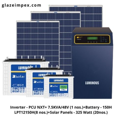 7.5 KVA Off-grid  Solar System | PCU7.5KVA Inverter , 150H Battery, Panel 325