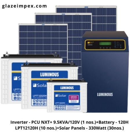 9KVA Off-grid Solar System - PCU NXT+ 9.5KVA Inverter With Battery 120H and 330W Panel