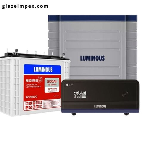 Luminous Combo set zelio 1100 Inverter with 200ah RC25000 Tall TubularBattery 36*Month Warranty with Trolley