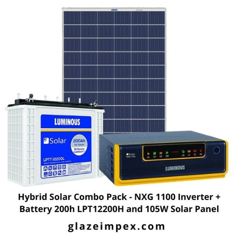 Hybrid Solar Combo Pack - NXG 1100 Inverter + Battery 200h LPT12200H and 105W Solar Panel