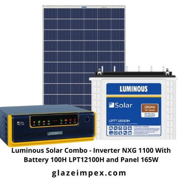 Luminous Solar Combo - Inverter NXG 1100 With Battery 100H LPT12100H and Panel 165W