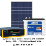 Luminous Solar Combo - Inverter NXG 1100 With Battery 100H LPT12100H and Panel 165W