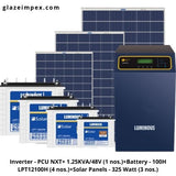 Buy Online Luminous 1k Off-grid Solar System- Solar Inverter ,Battery, Panel at glazeimpex
