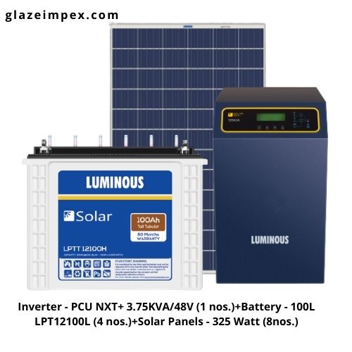 Luminous 3KVA solar Off-Grid system with Solar Inverter, battery and Panel In India