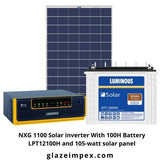 Best Hybrid Solar Combo - NXG 1100 Solar inverter With 100H Battery LPT12100H and 105-watt solar panel