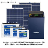 Off- grid solar solutions Combo - Inverter  PCU NXT+ 12.5KVA With Battery 150L and also 325W Panel