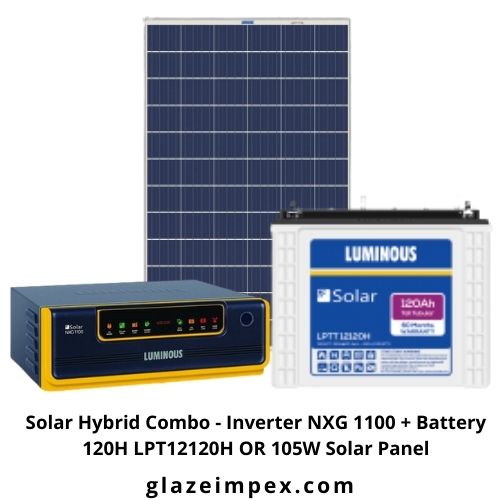 Solar Hybrid Combo - Inverter NXG 1100 + Battery 120H LPT12120H and 105W Solar Panel
