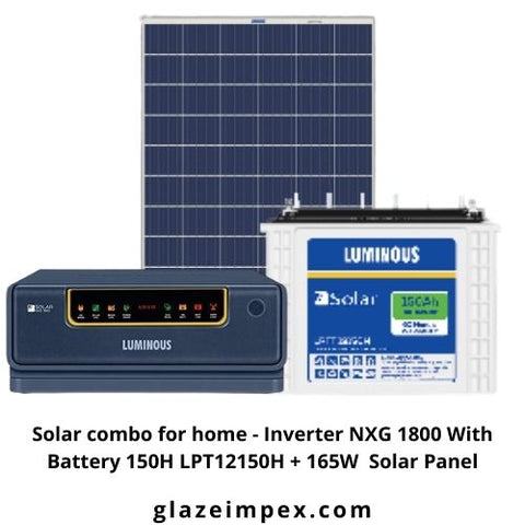 Solar combo for home - Inverter NXG 1800 With Battery 150H LPT12150H + 165W  Solar Panel