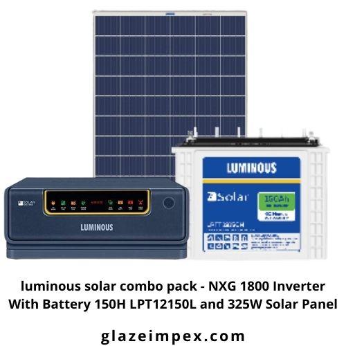 Luminous Hybrid Solar Combo Set - NXG 1800 Inverter 1N With Battery 150H LPT12150L 2N and 325W Solar Panel 4N